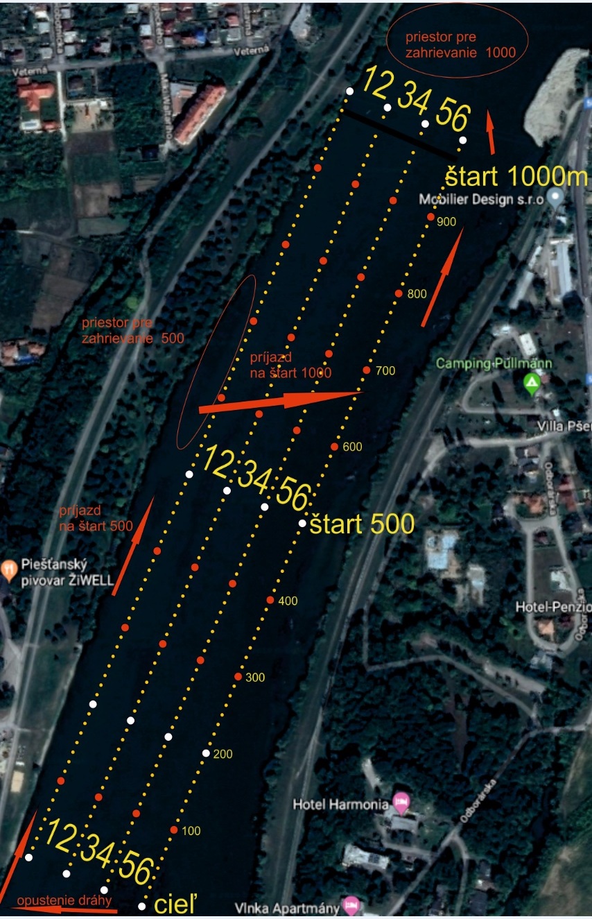 Mapa dráhy – SNP regata Piešťany